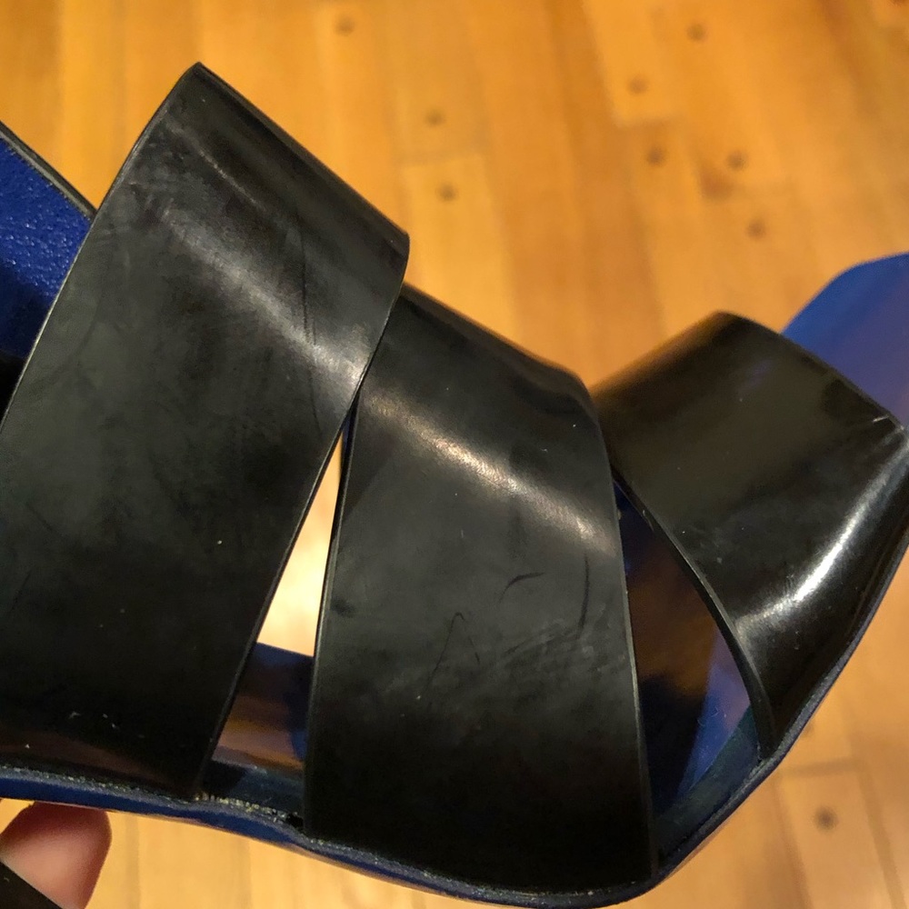 Proenza Schouler Black Blue Patent Leather Strappy Heels Sandals - Picture 13 of 16